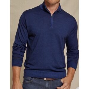 Rye 51 Archer MERINOmax 1/4 Zip Merino Wool Sweater Navy XL NWT Luxe